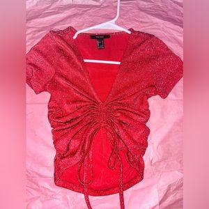 glittery red crop top